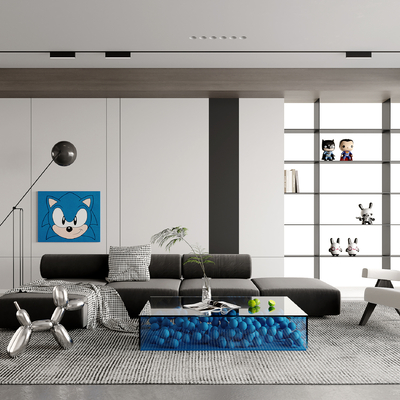 现代高级灰客厅su模型