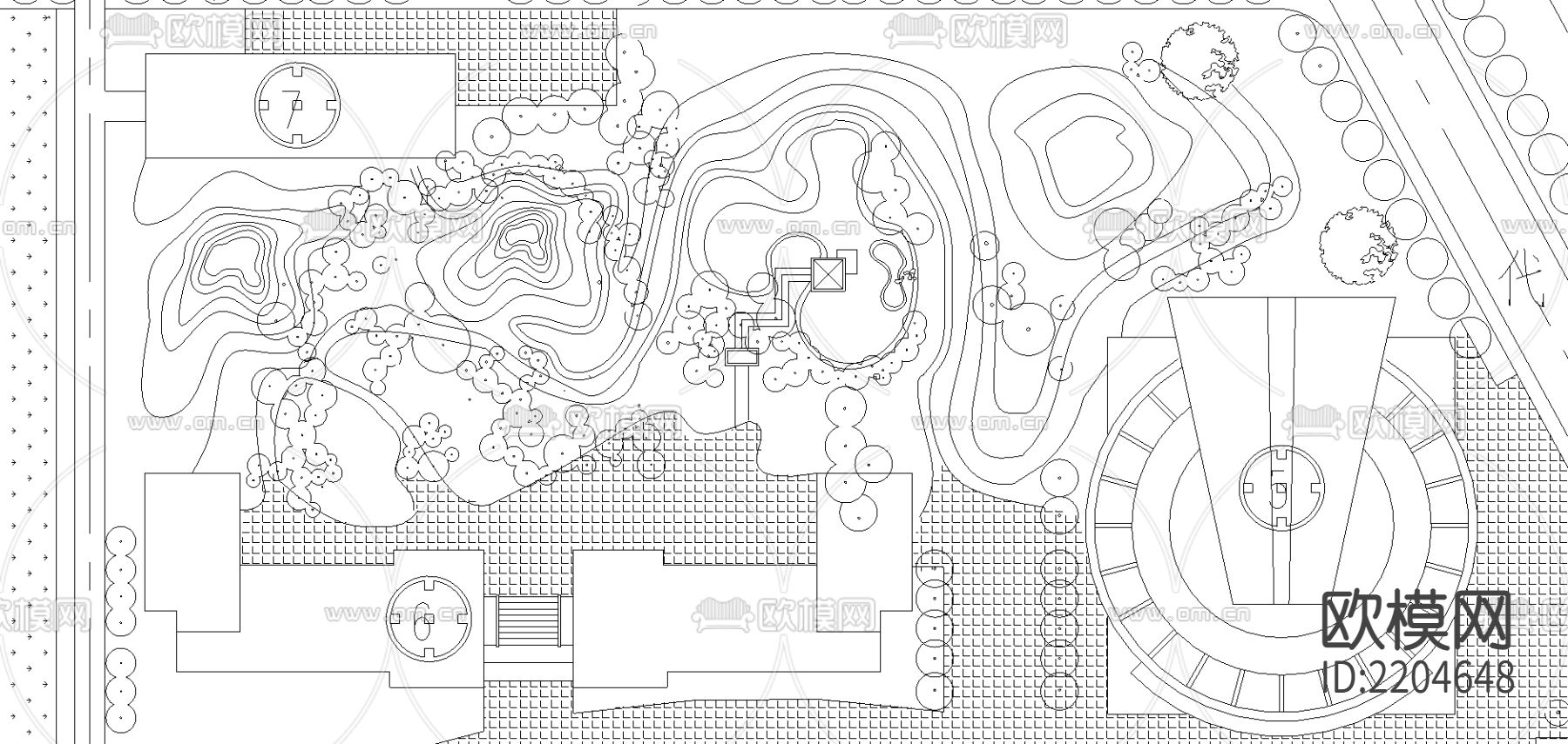 某大学总体规划CAD方案图下载（渲染图2）