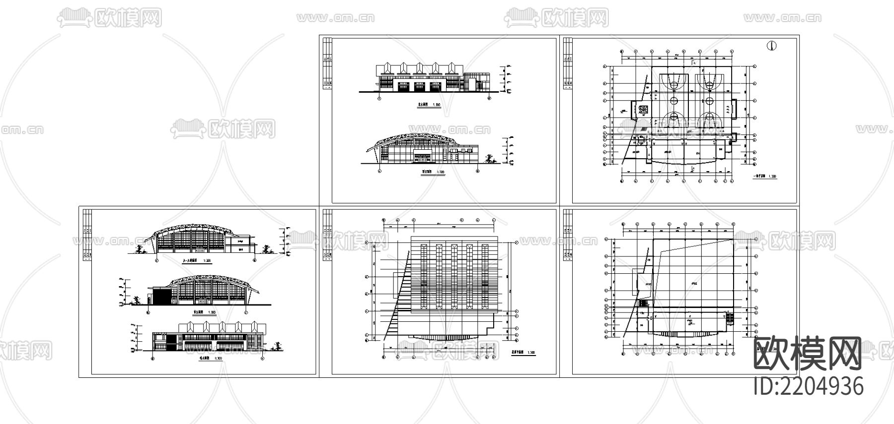 某学校体育馆CAD施工图方案下载（渲染图1）