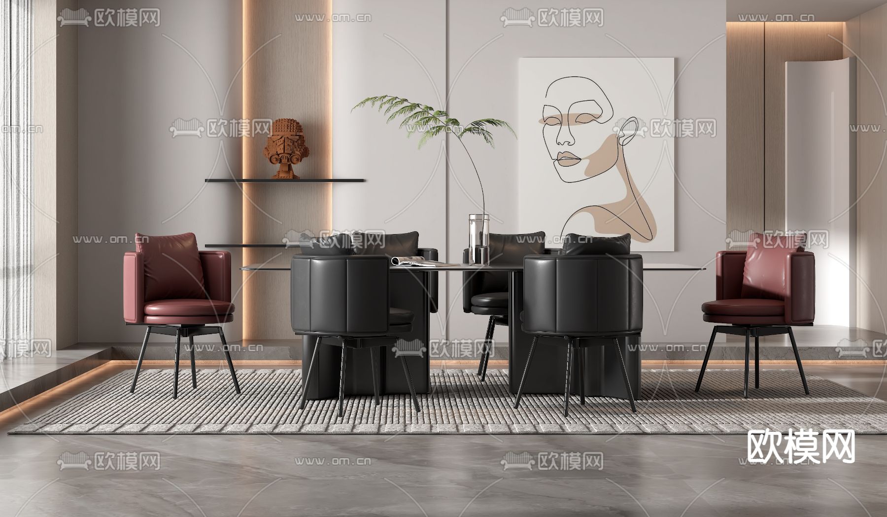 Minotti 现代轻奢餐厅3d模型