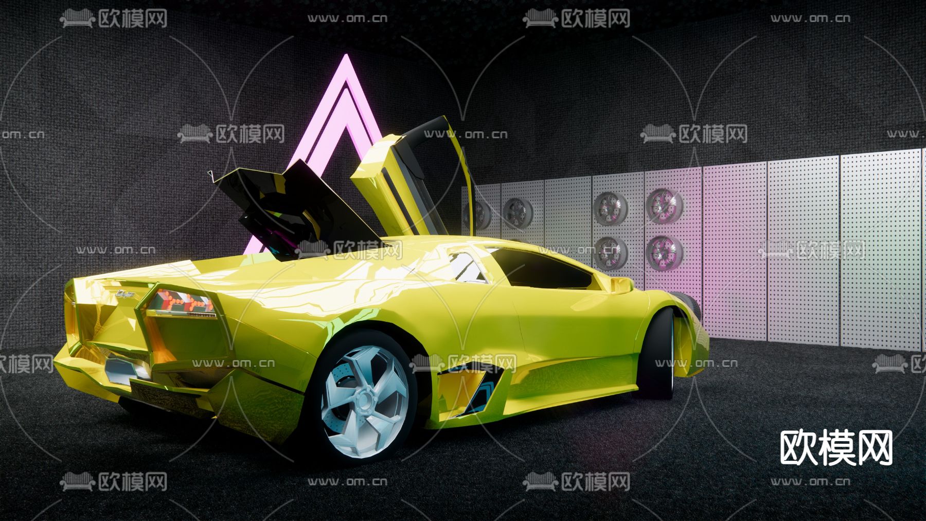 现代黄色兰博基尼su模型
