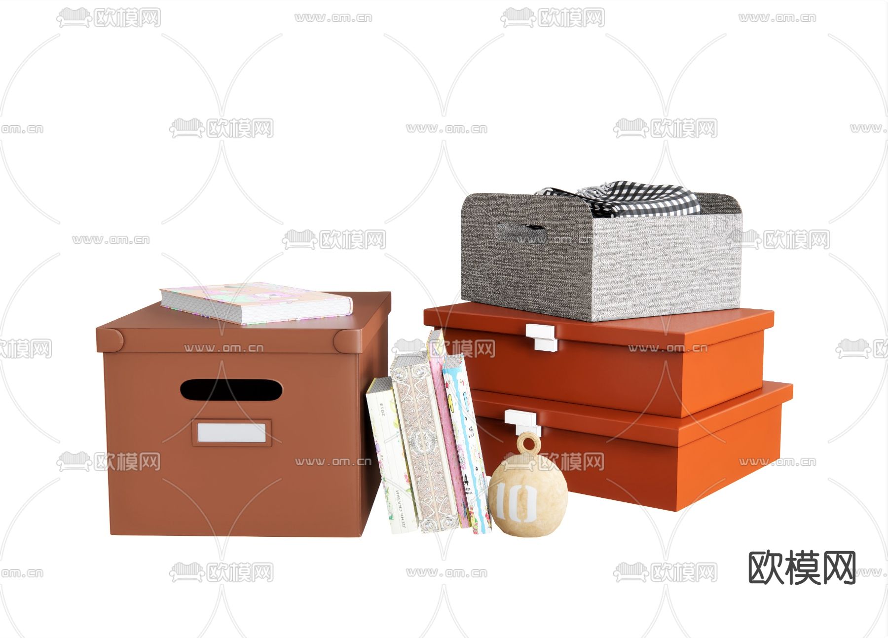 现代储物盒装饰盒子su模型下载（渲染图1）