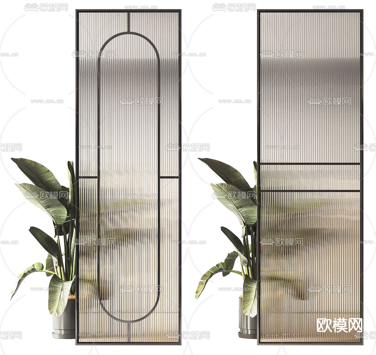 现代玻璃屏风隔断3d模型