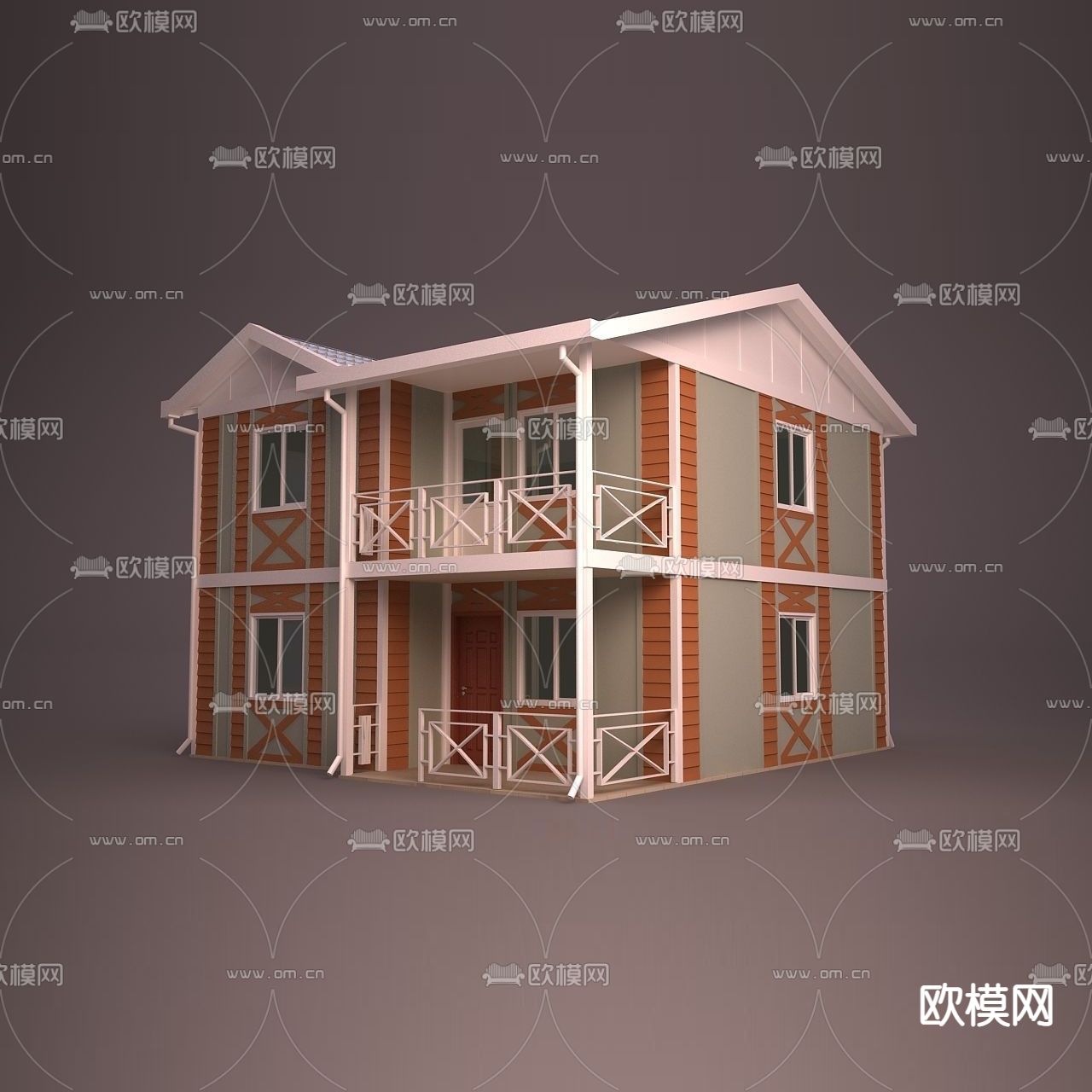 美式简约双层别墅免费3d模型下载