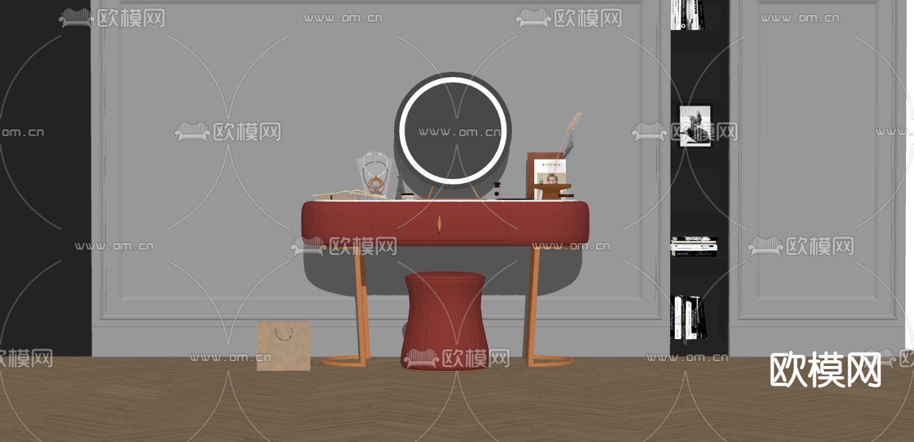 现代梳妆台su模型下载