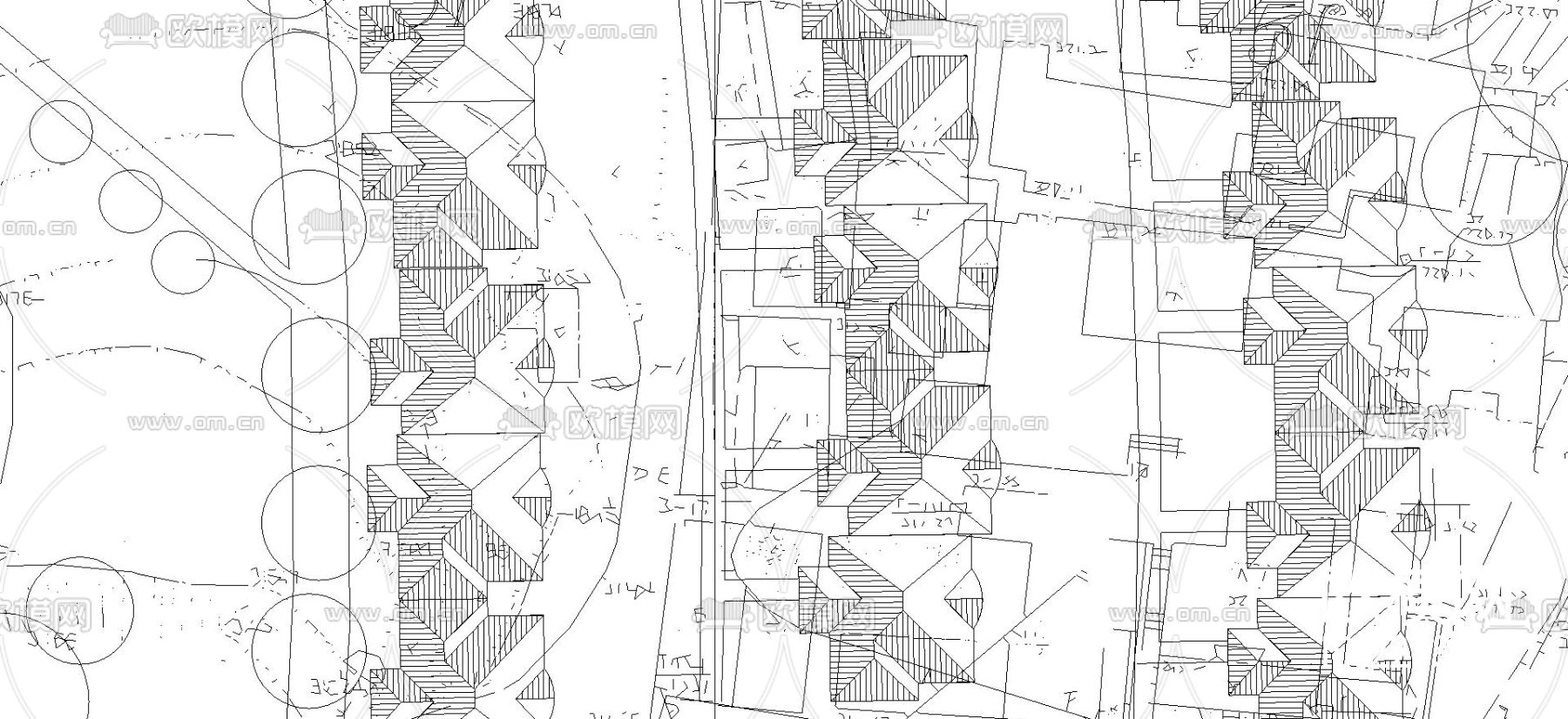 六店片区CAD总平面规划图下载（渲染图1）