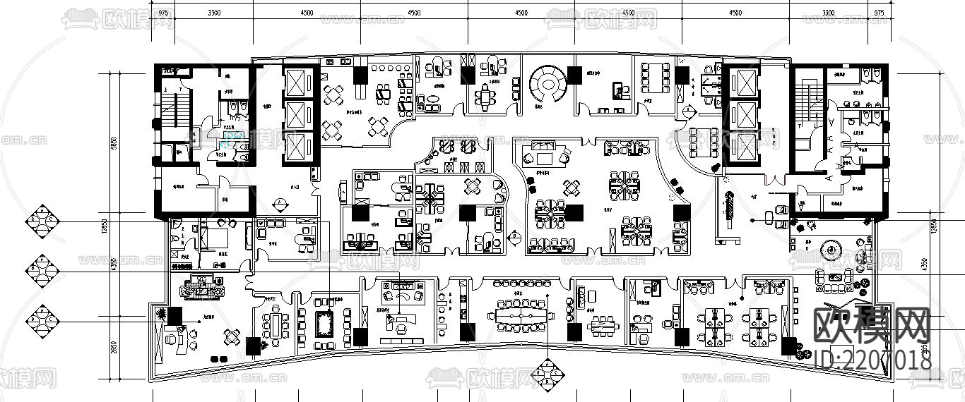 办公空间CAD施工图下载（渲染图2）
