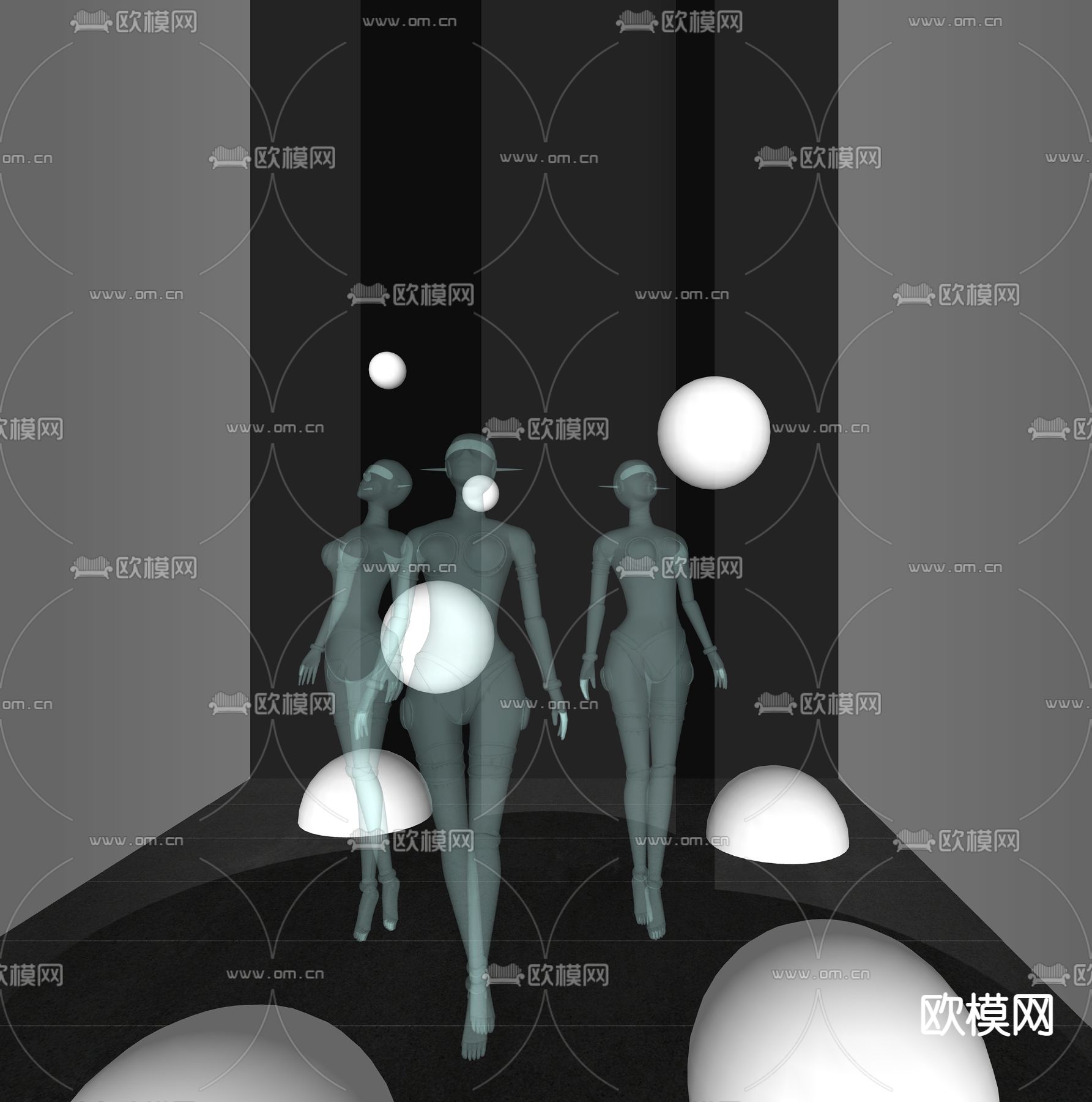 现代机器人雕塑摆件su模型