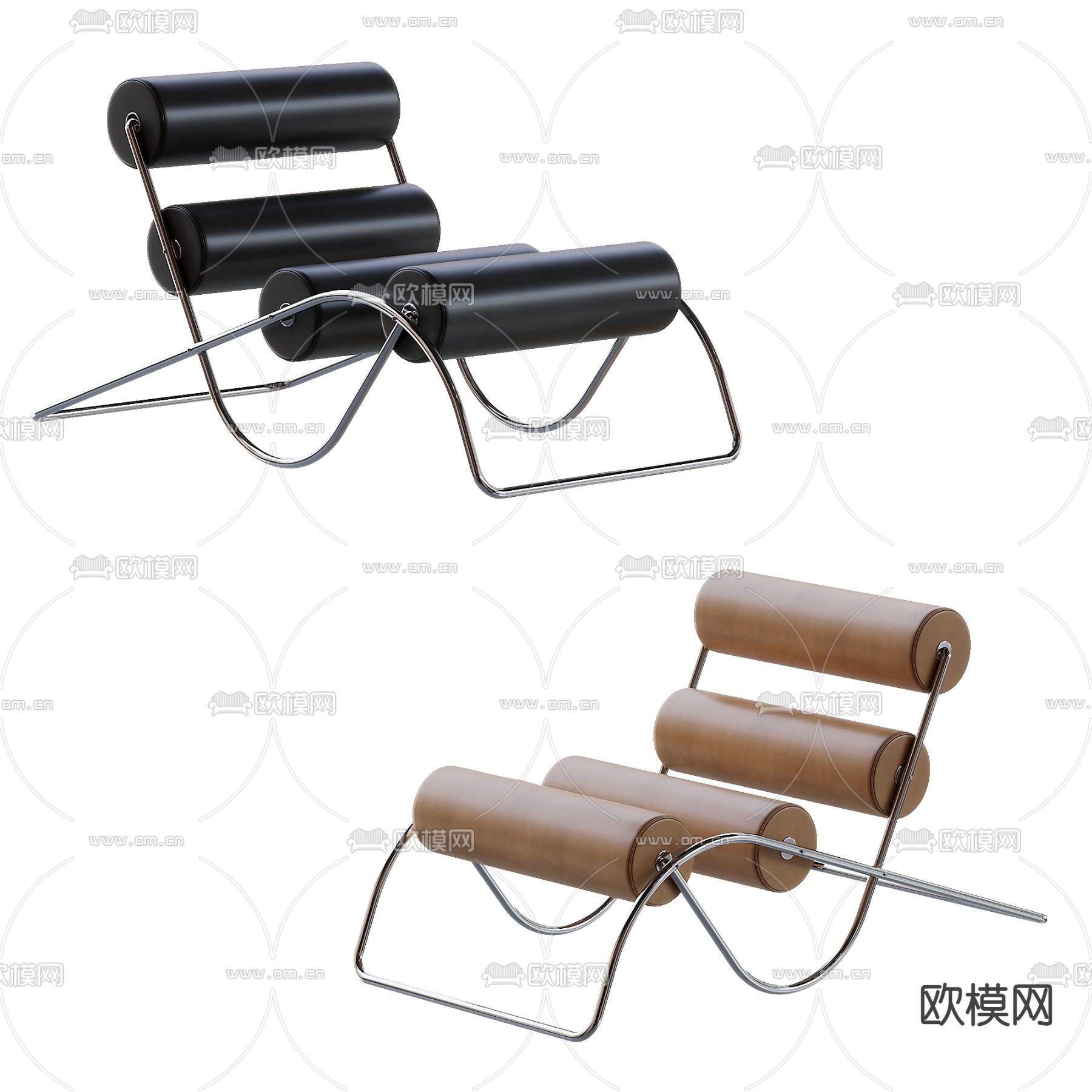 现代棕色滚筒休闲躺椅su模型