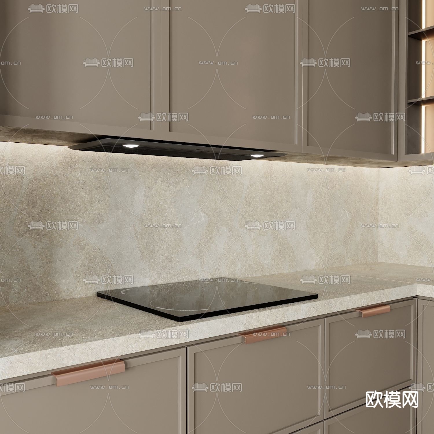 现代轻奢橱柜3d模型下载（渲染图3）