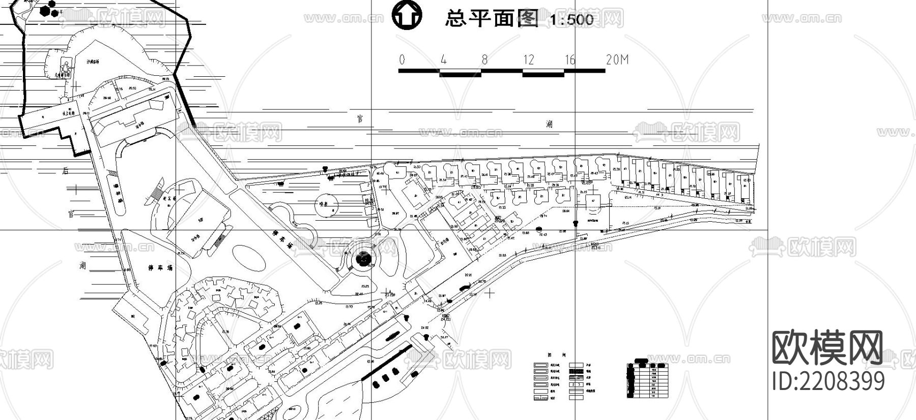 广厦海滨城cad总平面图下载（渲染图3）