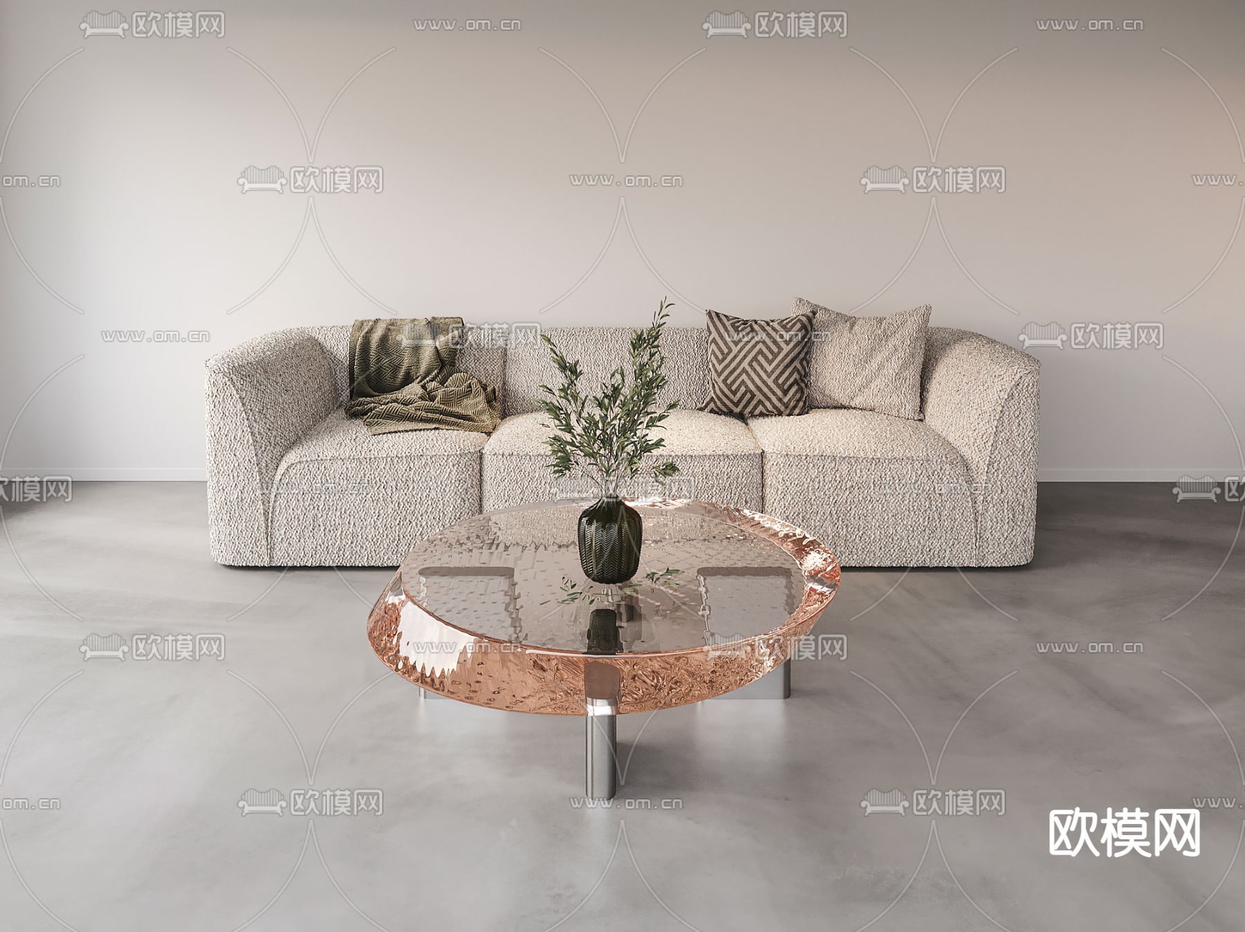 Poliform现代白色布艺多人沙发3d模型下载