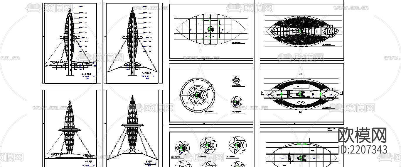 观光塔设计CAD施工图下载（渲染图1）