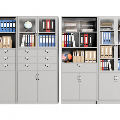  现代灰色办公文件柜档案柜su模型 