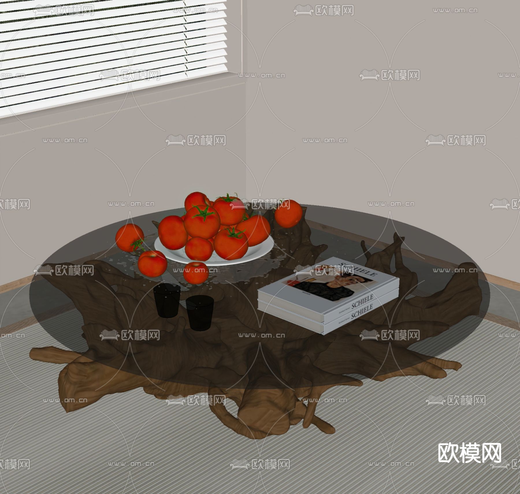 现代轻奢茶几su模型下载（渲染图2）