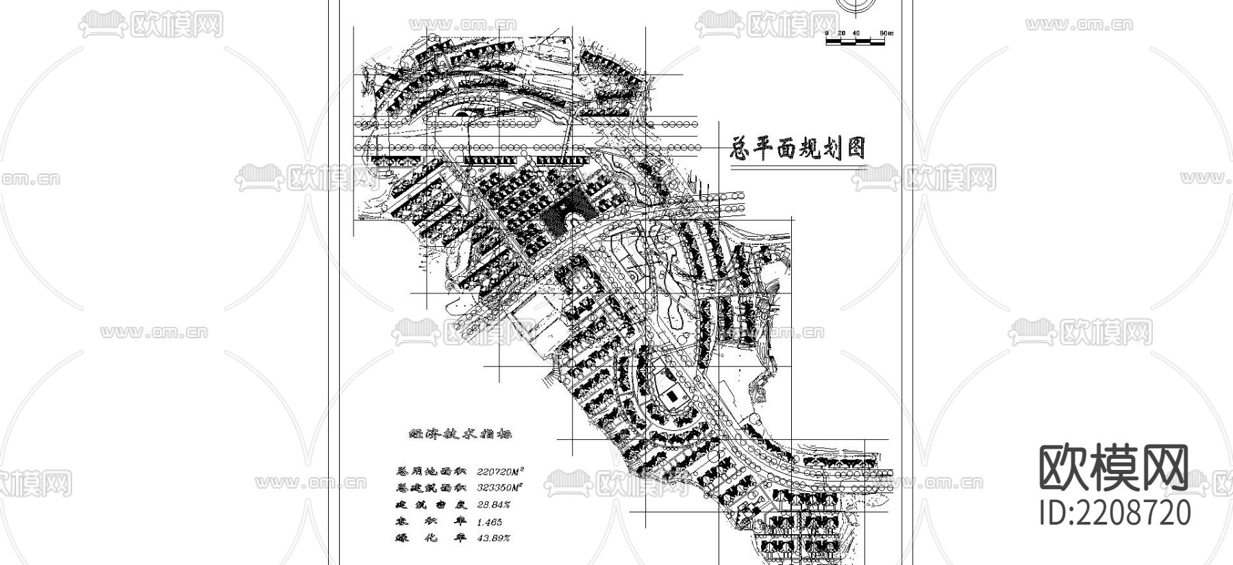 六店片区CAD总平面规划图下载（渲染图3）