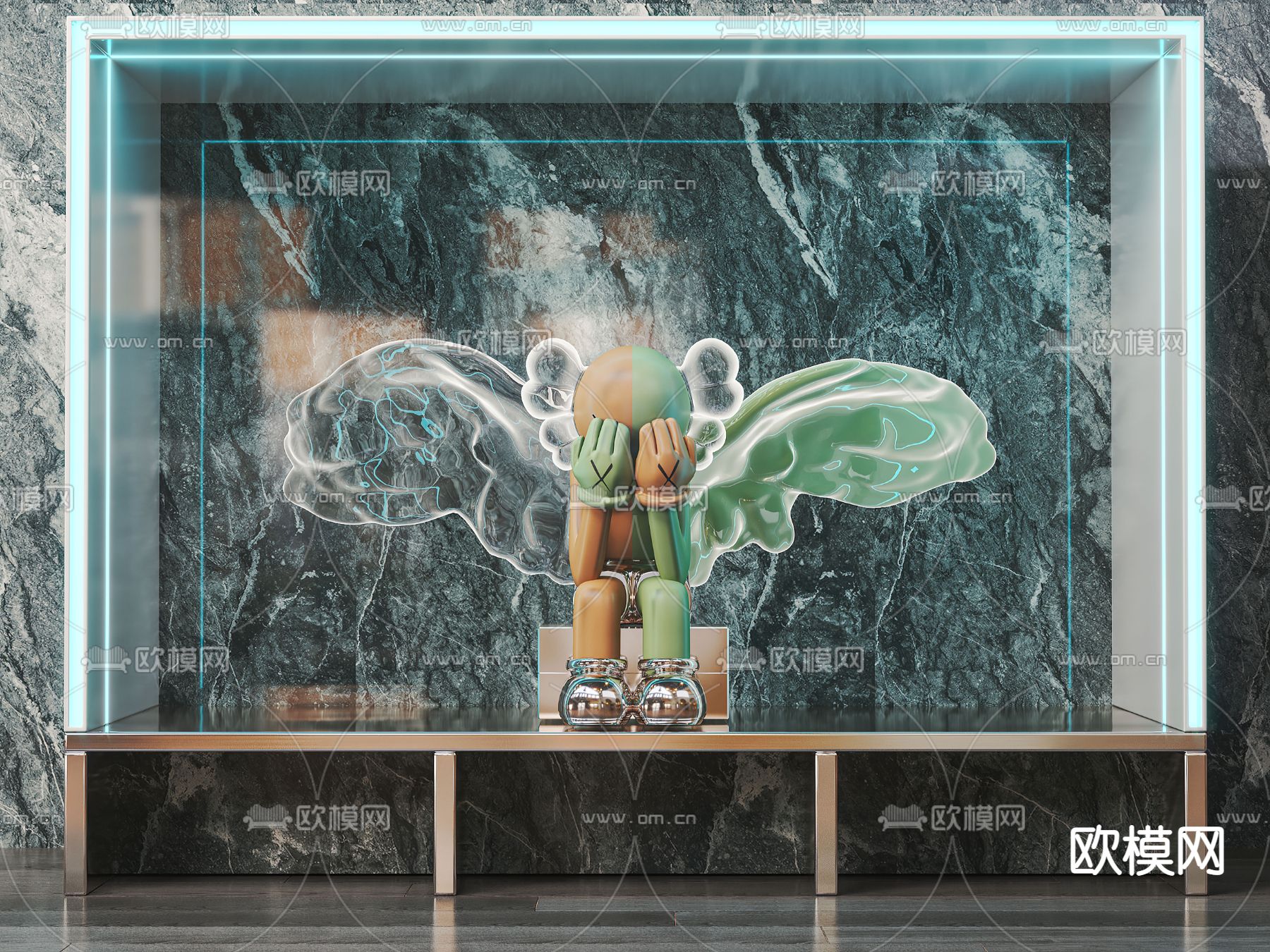 现代kaws公仔潮玩雕塑su模型下载（渲染图1）