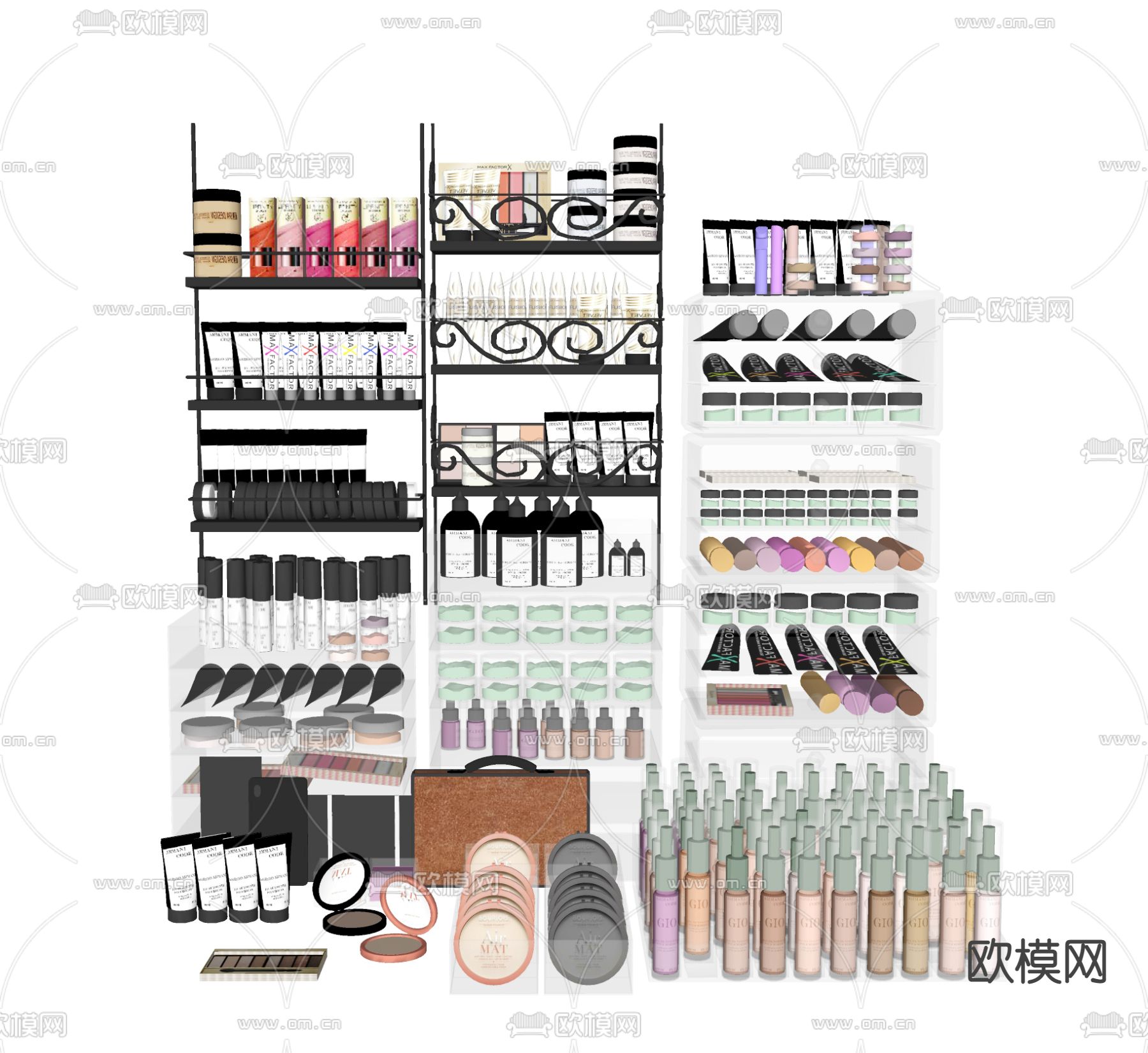 现代化妆品展示架su模型下载