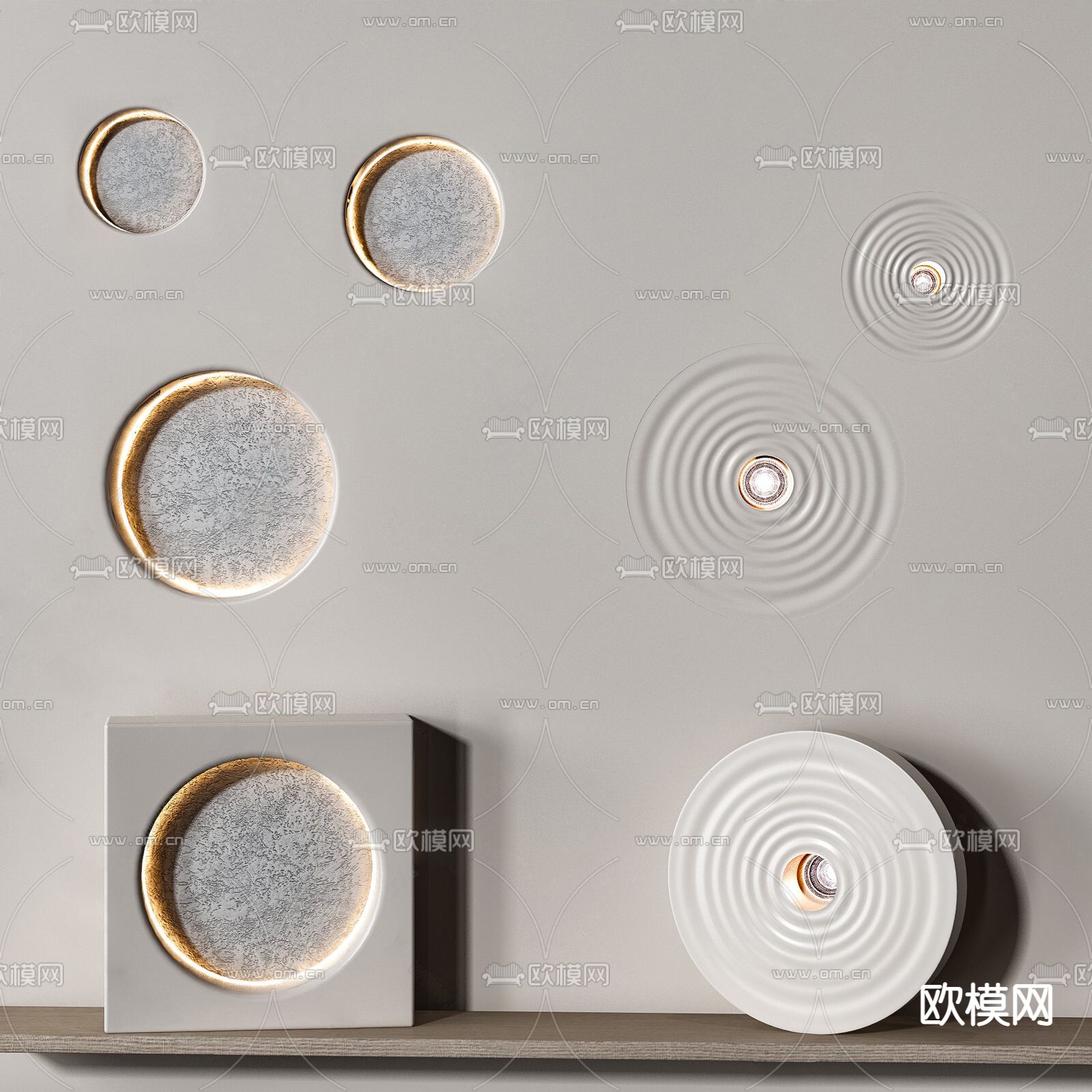 现代轻奢石膏壁灯su模型下载（渲染图1）