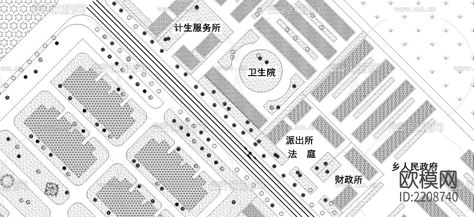 环县八珠乡CAD规划图下载（渲染图2）