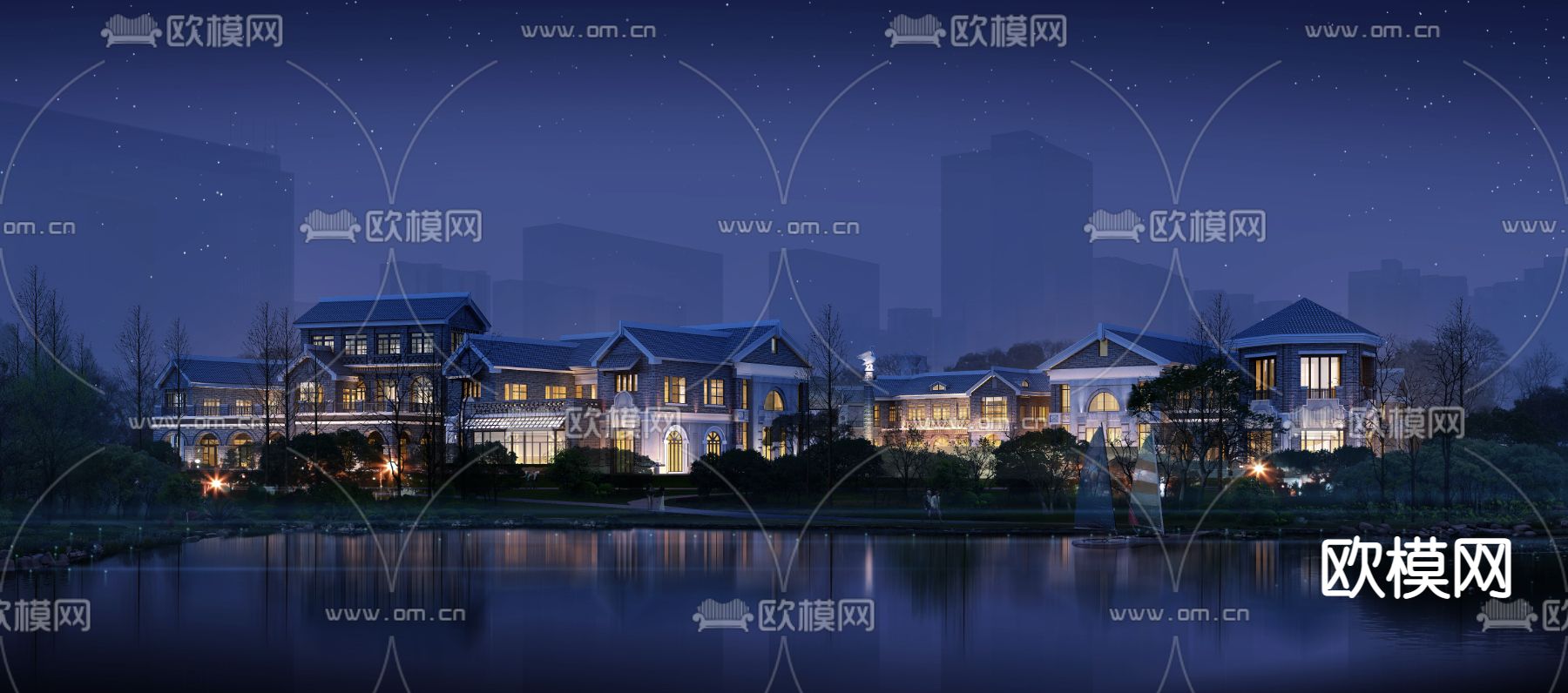 欧式商业街su模型下载（渲染图4）