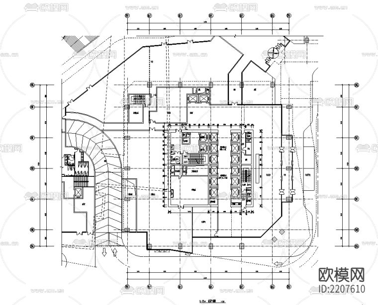 办公楼CAD施工图下载（渲染图1）