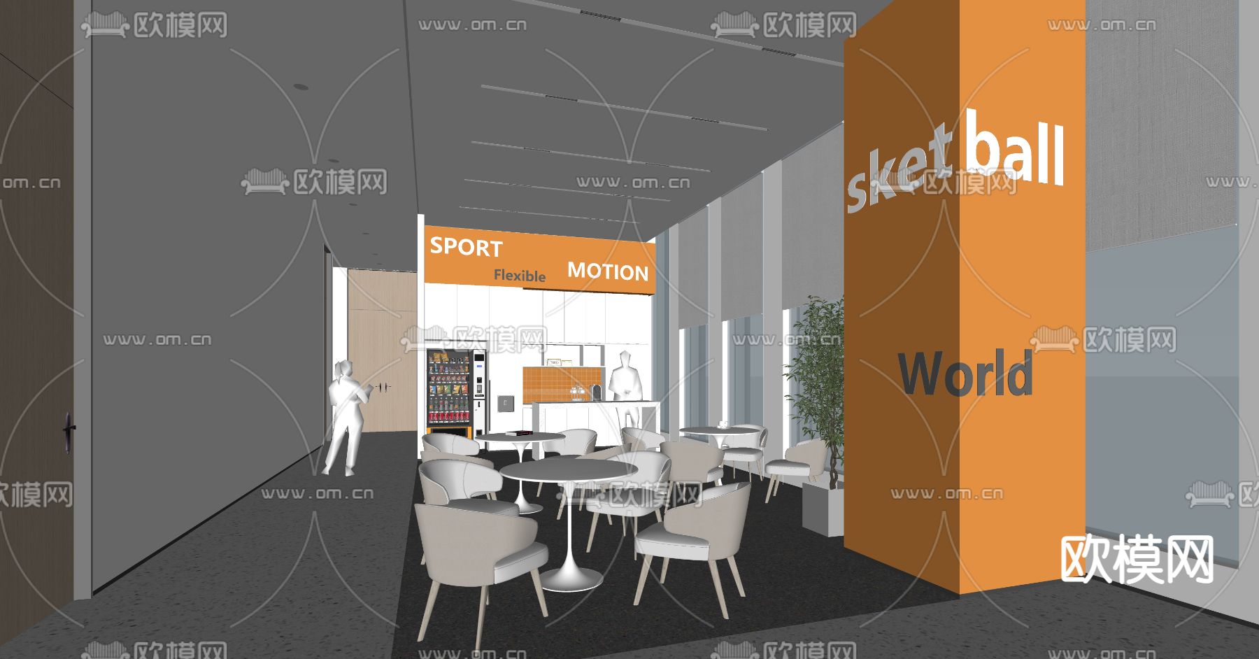 现代茶水间su模型下载（渲染图2）