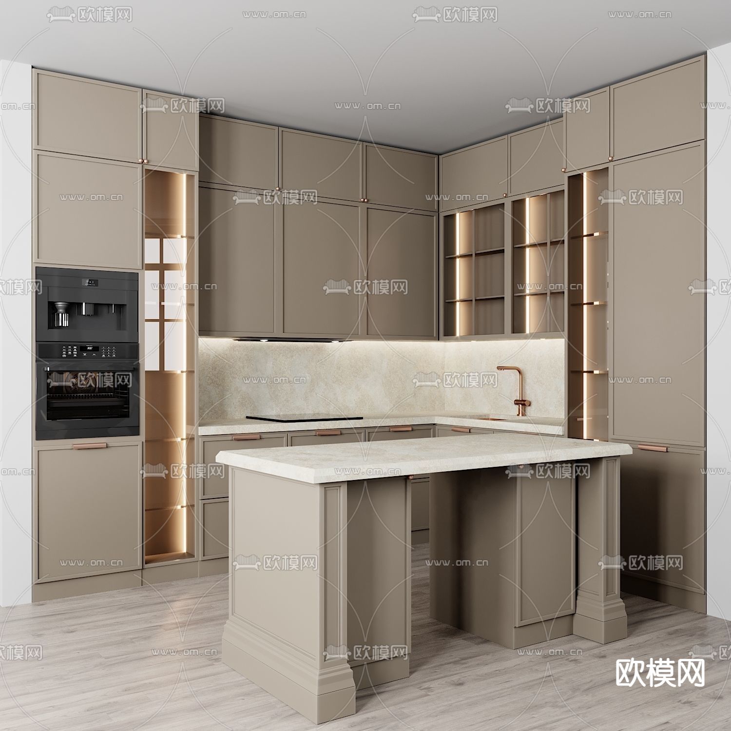 现代轻奢橱柜3d模型下载（渲染图4）