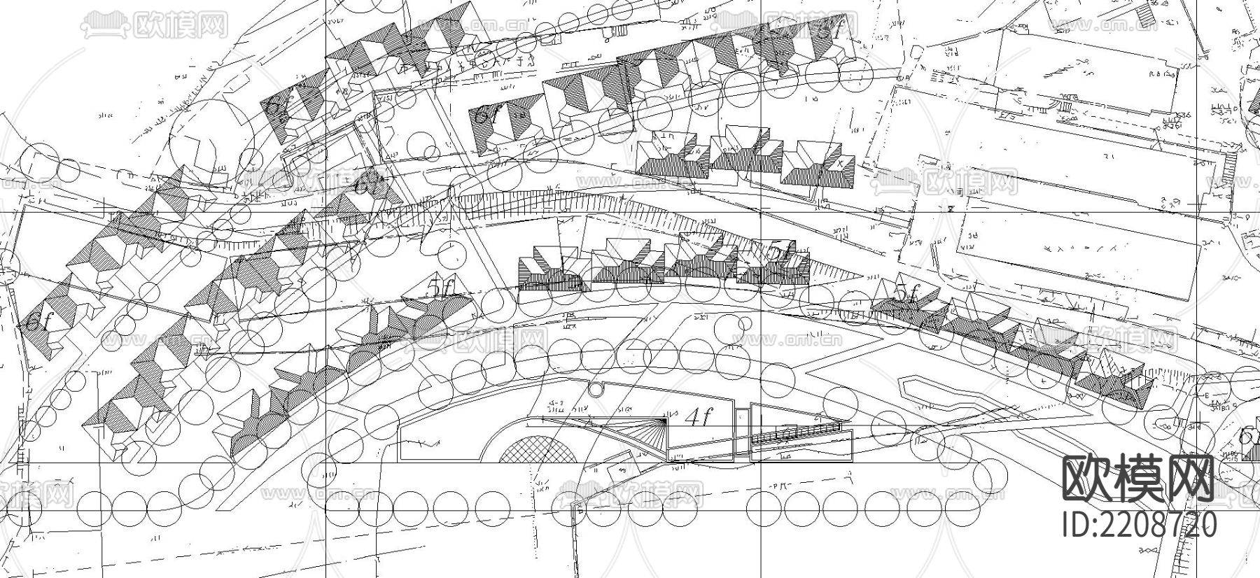 六店片区CAD总平面规划图下载（渲染图2）