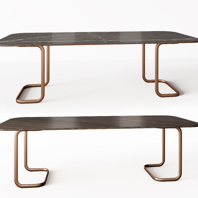  Minotti 现代长条形大理石餐桌su模型 