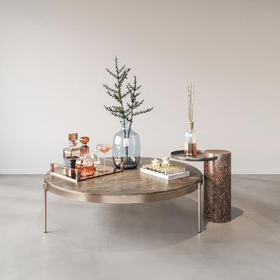  Minotti 现代金属子母茶几su模型 