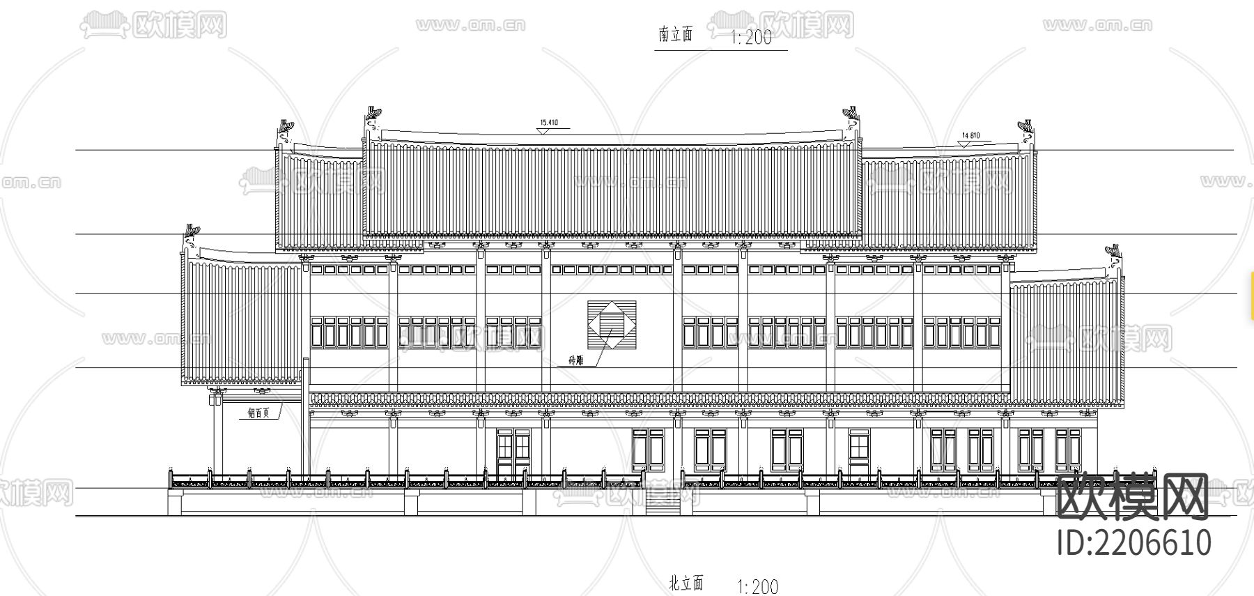 民俗博物馆建筑设计方案CAD施工图下载（渲染图1）