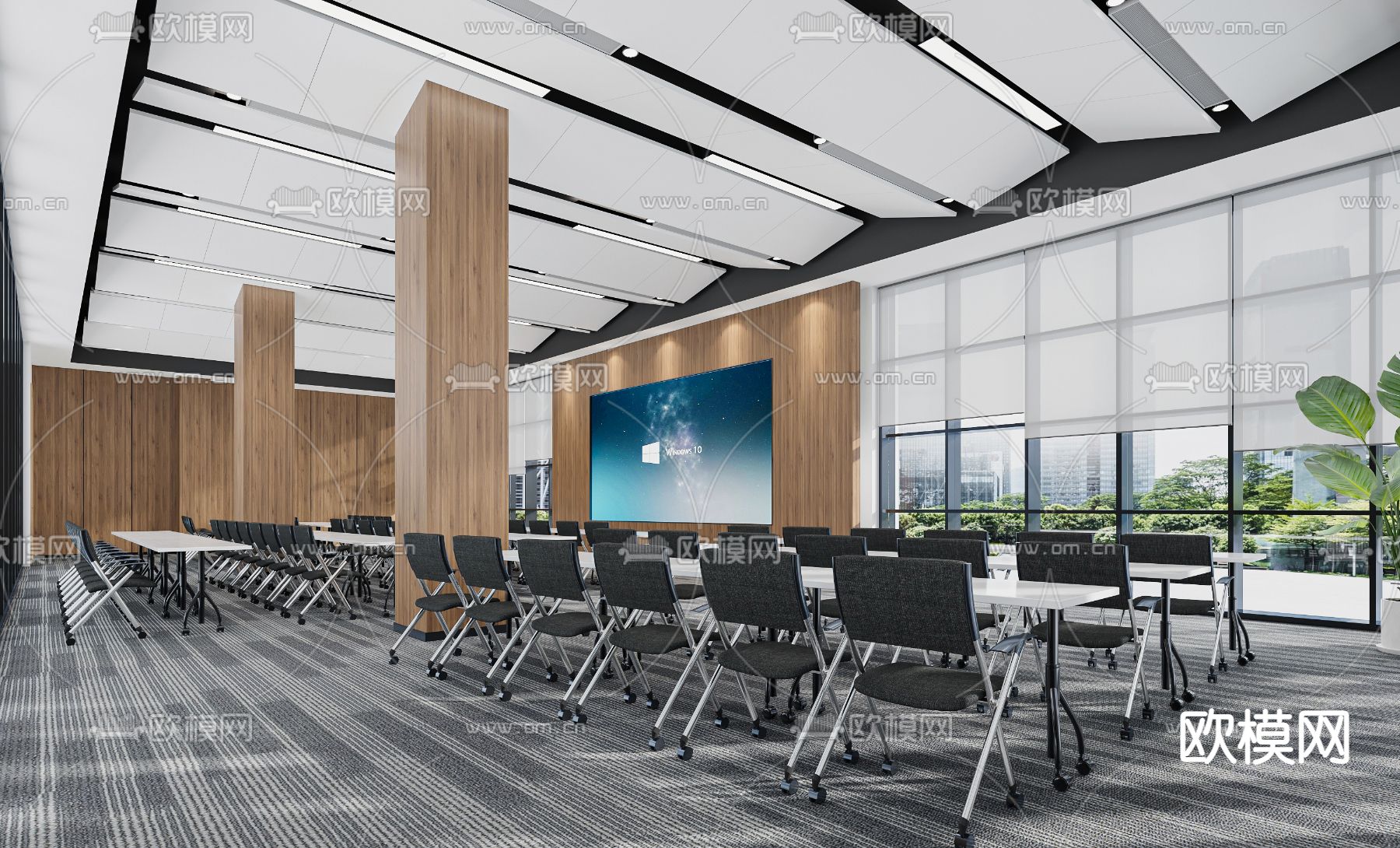 现代多媒体培训室会议室3d模型下载_ID12040376_3dmax免费模型-欧模网