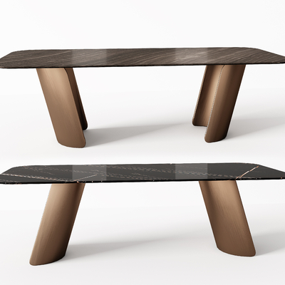  Minotti 现代大理石长条形餐桌su模型 