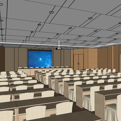  现代酒店报告厅会议厅su模型 