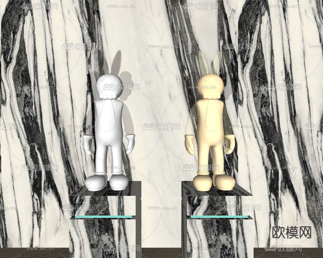 现代金属潮玩雕塑su模型下载（渲染图3）