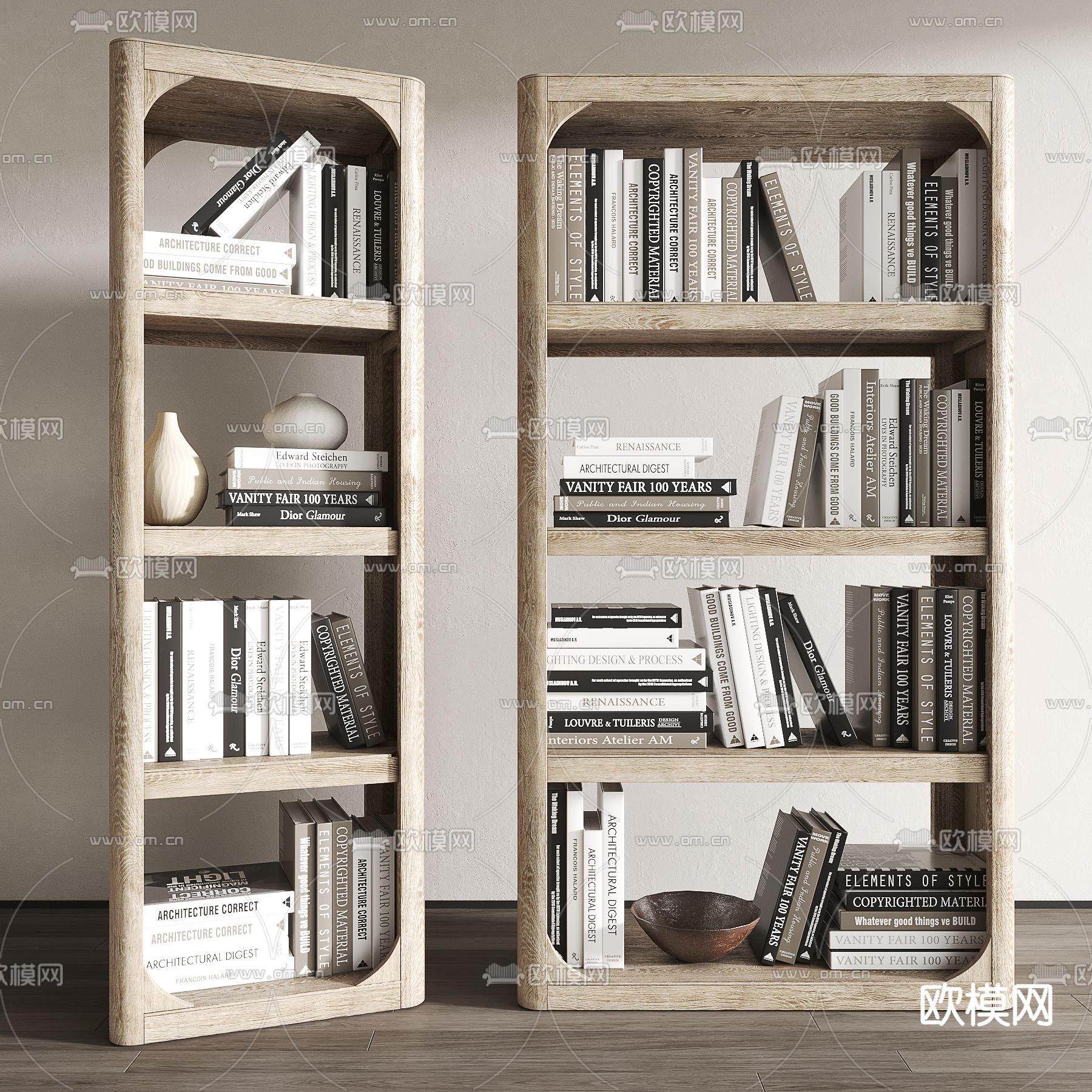 侘寂风木质书架su模型