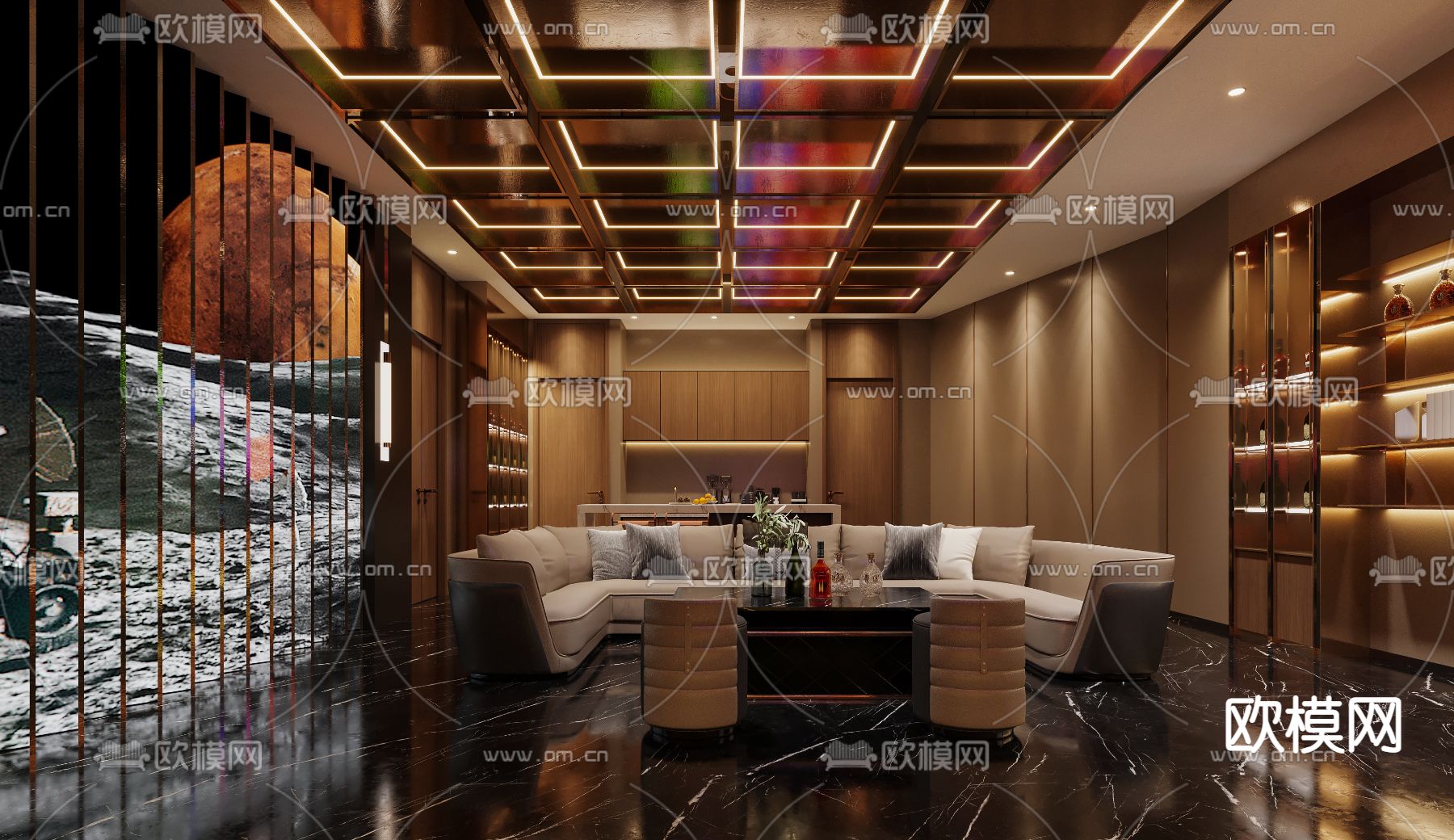 现代ktv包间3d模型下载（渲染图1）