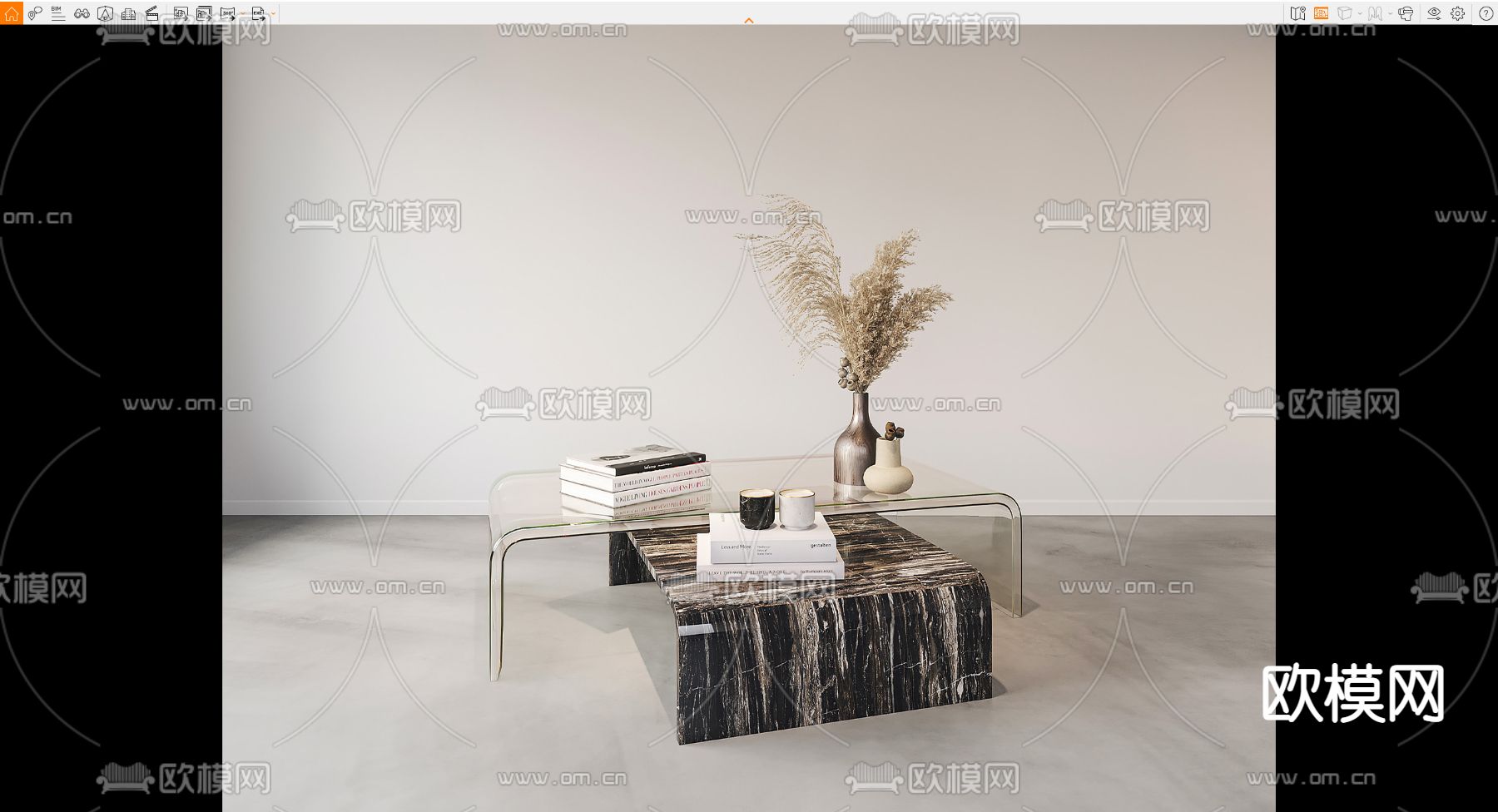 Minotti 现代大理石茶几su模型下载（渲染图2）