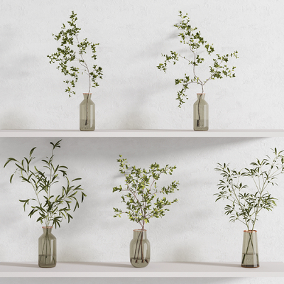  现代水生绿植花瓶插花su模型 