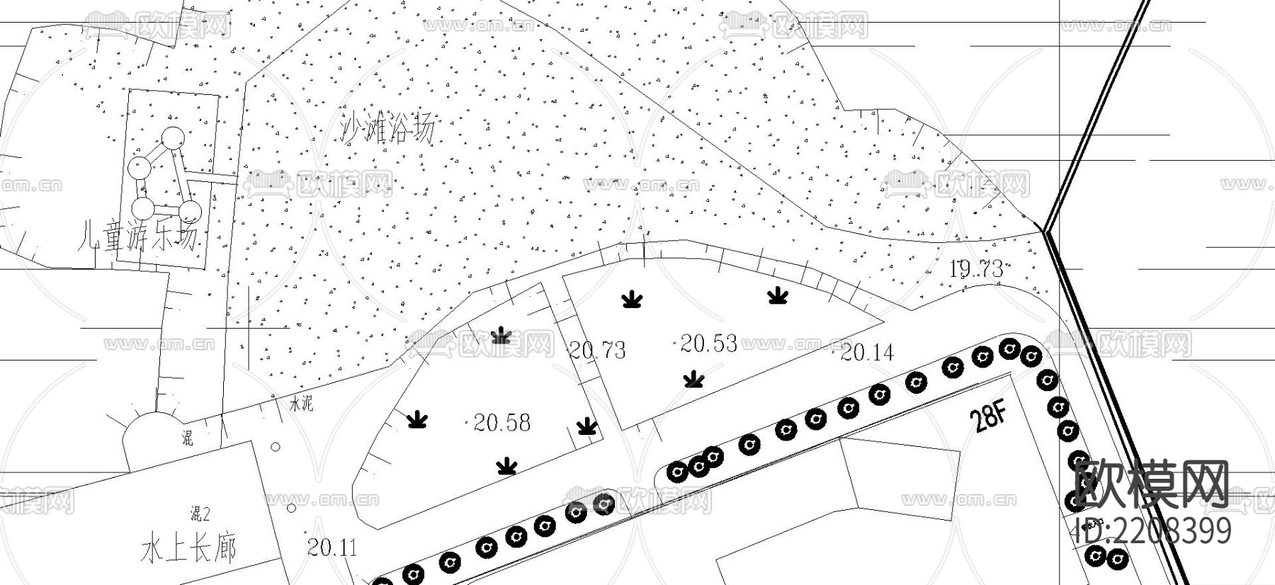 广厦海滨城cad总平面图下载（渲染图2）