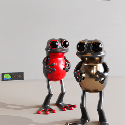  现代潮玩青蛙摆件su模型 