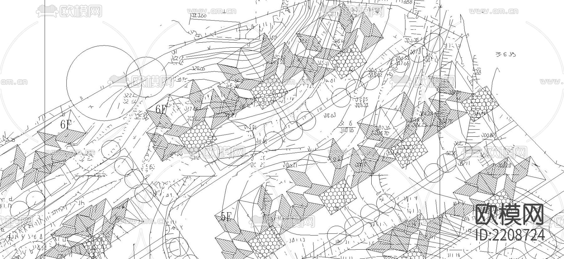 百合林片区CAD总平面规划图下载（渲染图1）