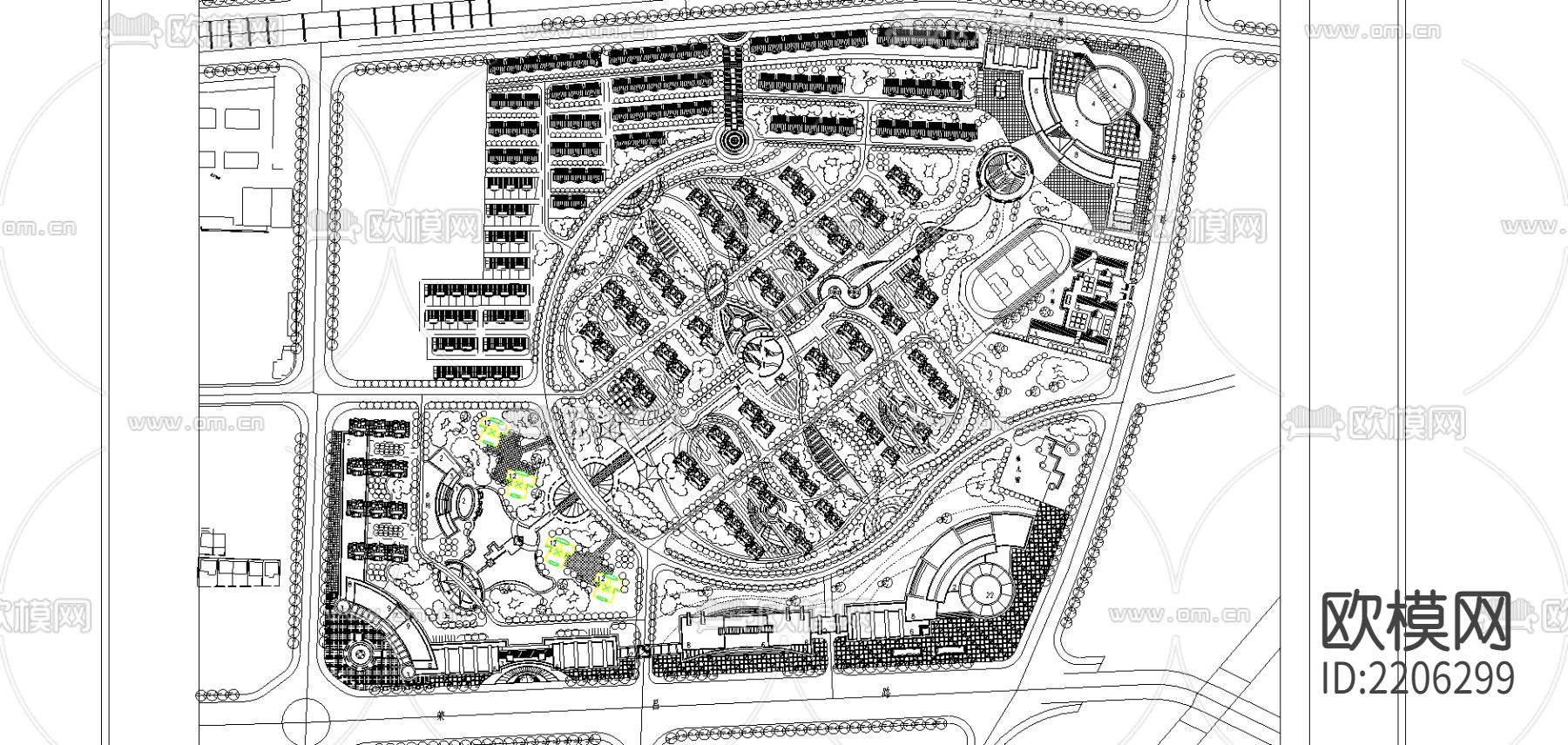 阳光小区规划CAD施工图下载（渲染图1）