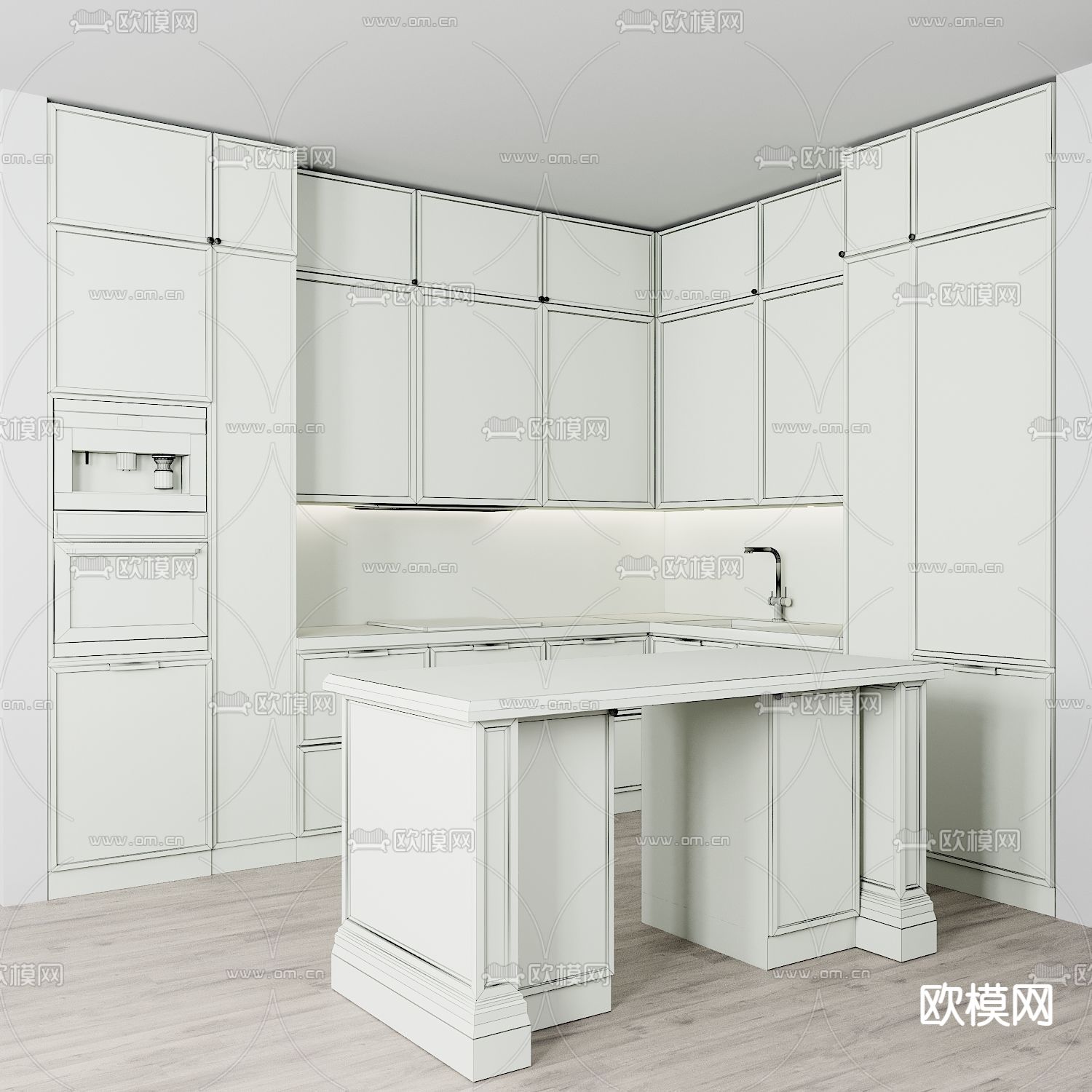 现代轻奢橱柜3d模型下载（渲染图2）