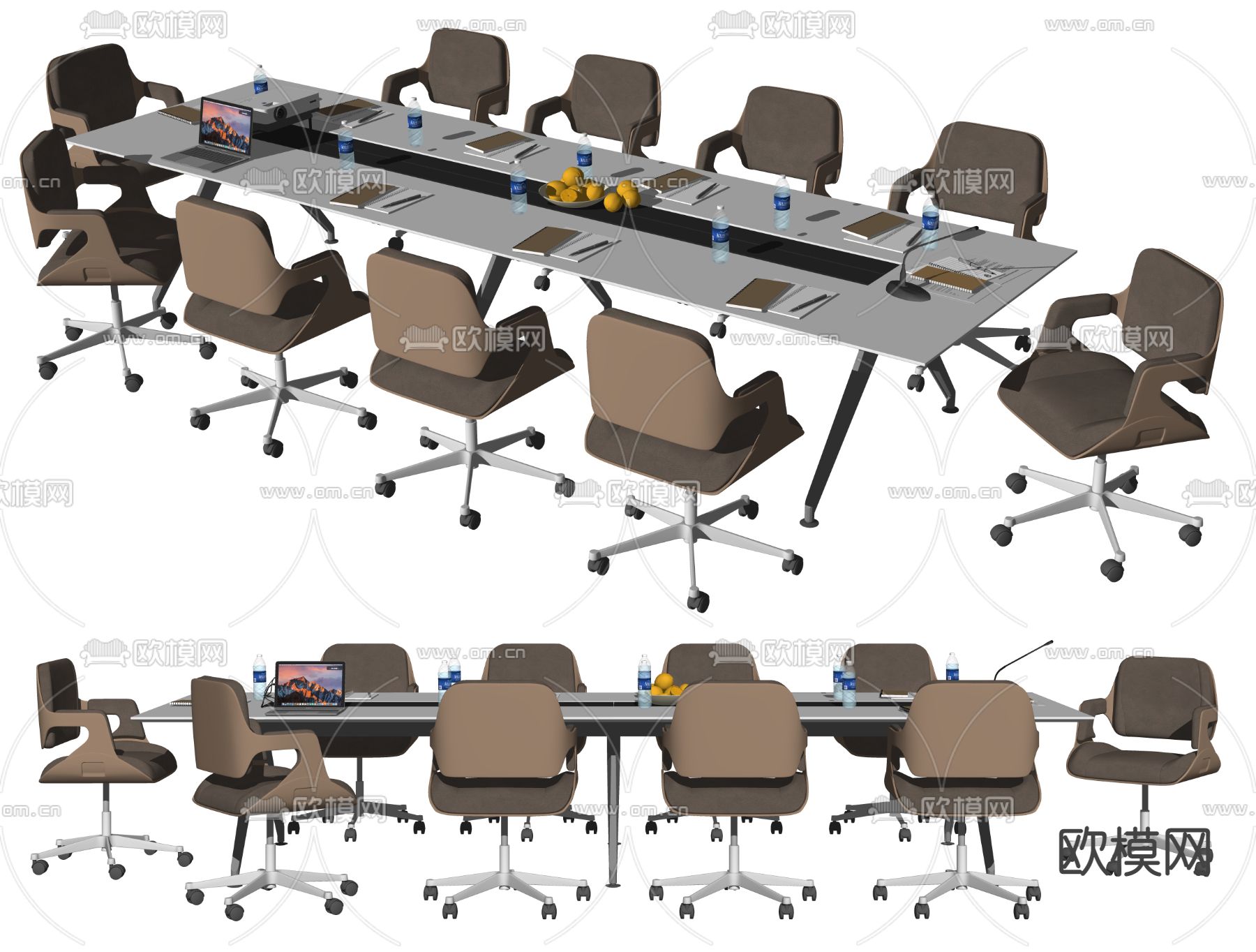 现代白色烤漆会议桌su模型下载（渲染图2）