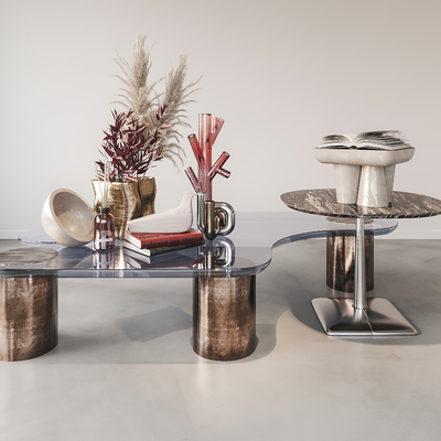  Minotti 现代金属子母茶几su模型 