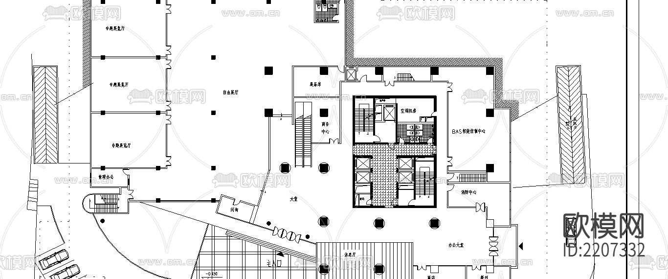 高层高层综合楼建筑CAD施工图下载（渲染图3）