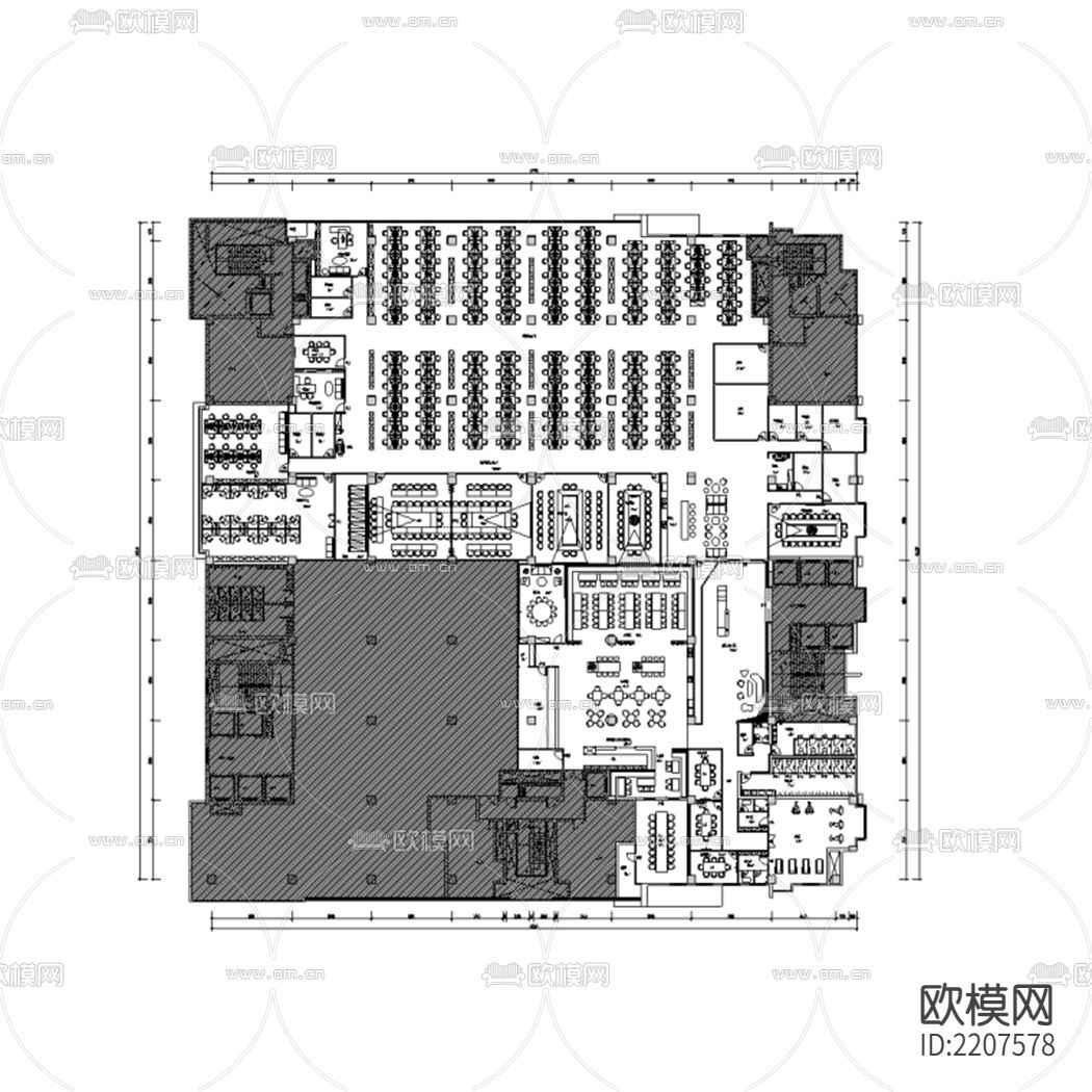 办公空间 办公楼ad施工图下载（渲染图2）