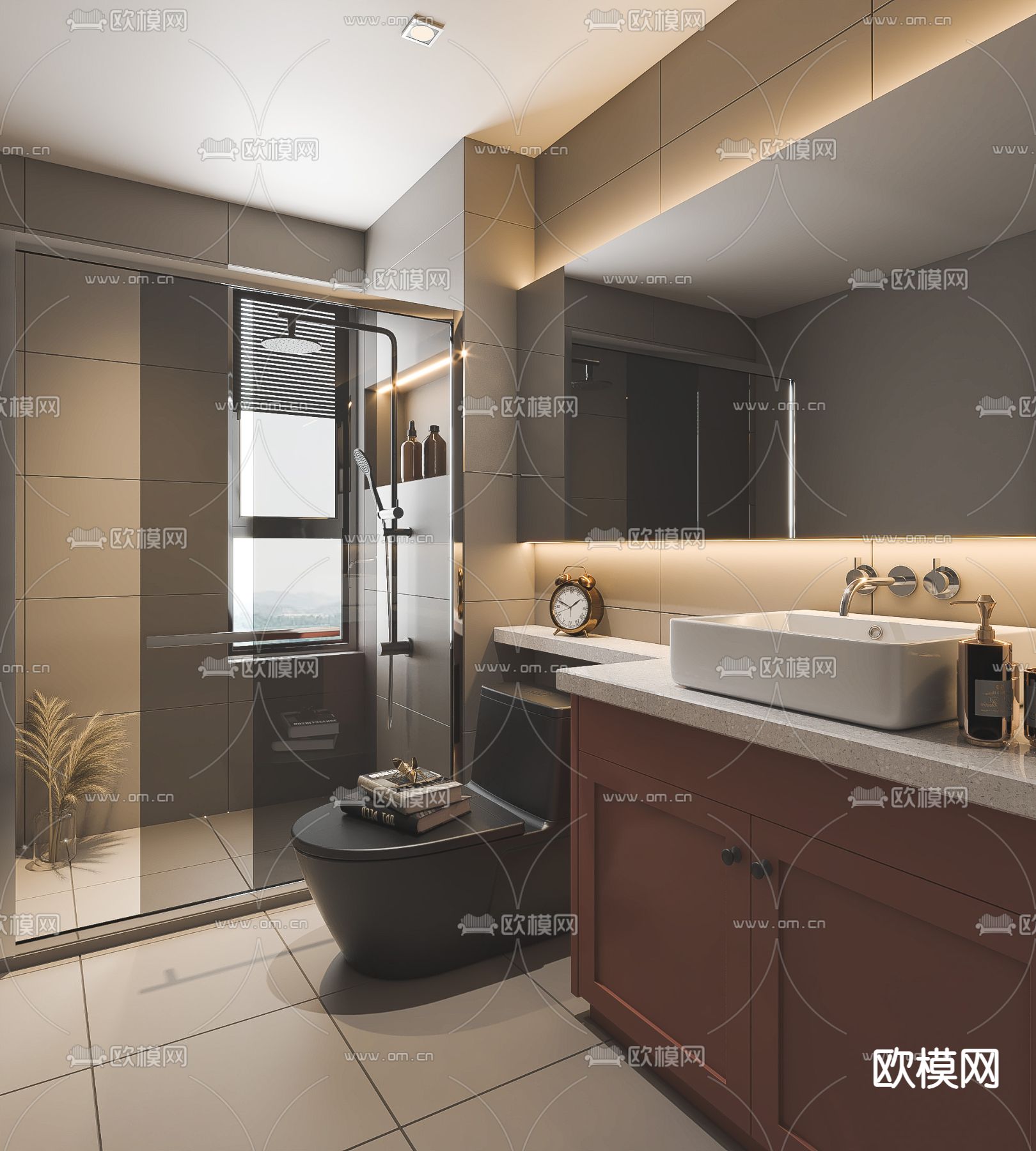 现代卫生间浴室su模型下载（渲染图1）